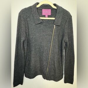 The Savile Row London Women’s Wool Asymmetrical Zip Gray Moto Jacket Size L